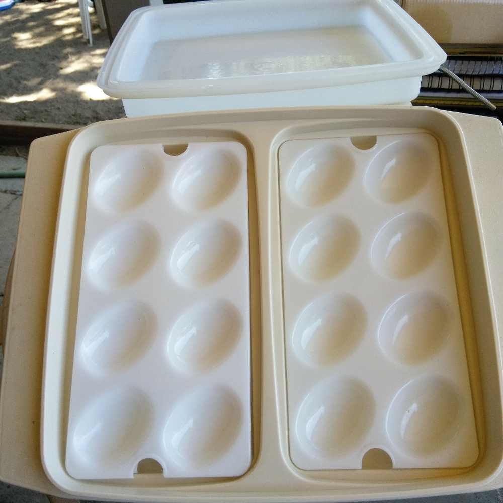 Vintage Tupperware deviled egg containers with lid